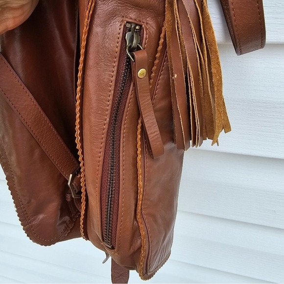 Latico NJ USA Women's Pecan Brown Leather Backpack Pocketbook Tassel Zip Up Tote - Picture 6 of 11